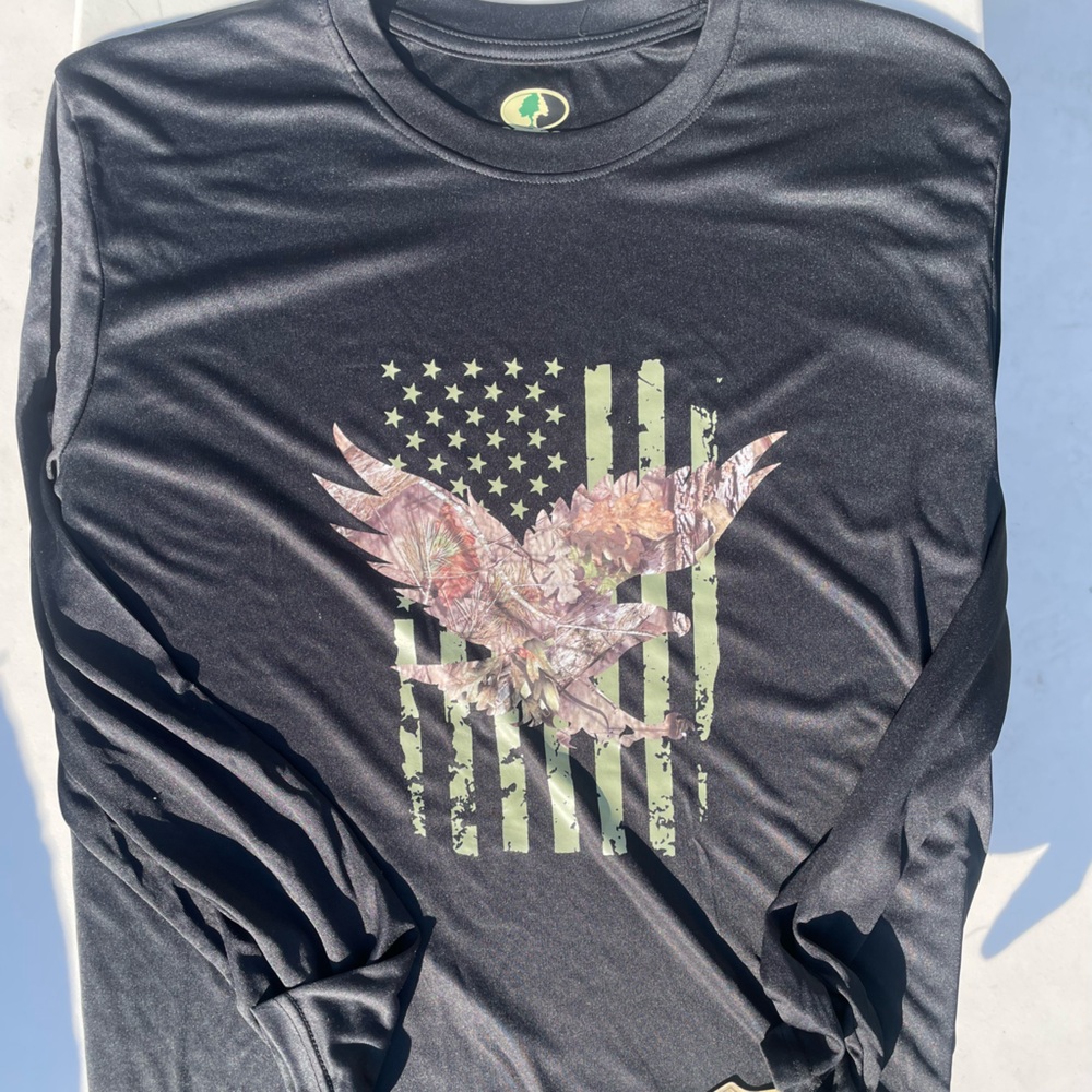 Mossy Oak Black Tee with Green and Yellow Logo
